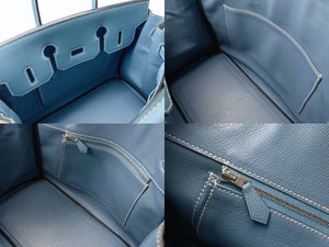 極美品 エルメス HERMES オータクロア 28 ハンドバッグ エプソン ブルージーン シルバー金具 口J刻印 中古 4b003028