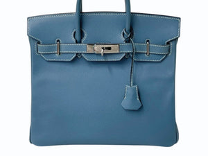 極美品 エルメス HERMES オータクロア 28 ハンドバッグ エプソン ブルージーン シルバー金具 口J刻印 中古 4b003028