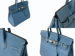 極美品 エルメス HERMES オータクロア 28 ハンドバッグ エプソン ブルージーン シルバー金具 口J刻印 中古 4b003028