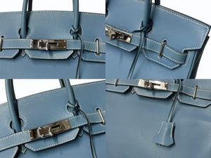 極美品 エルメス HERMES オータクロア 28 ハンドバッグ エプソン ブルージーン シルバー金具 口J刻印 中古 4b003028