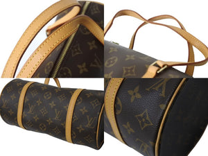 極美品 LOUIS VUITTON ルイヴィトン パピヨン26 ハンドバッグ M51366 モノグラム PVC レザー ブラウン ゴールド金具 中古 4b003030