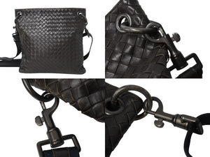 BOTTEGAVENETA ボッテガヴェネタ イントレチャート ショルダーバッグ ブラウン レザー 美品 中古 4b003034