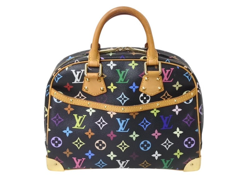 極美品 LOUIS VUITTON ルイヴィトン ハンドバッグ トゥルーヴィル ブラック 村上隆 M92662 マルチカラー ゴールド金具 中古 4b003037