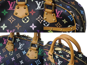 極美品 LOUIS VUITTON ルイヴィトン ハンドバッグ トゥルーヴィル ブラック 村上隆 M92662 マルチカラー ゴールド金具 中古 4b003037