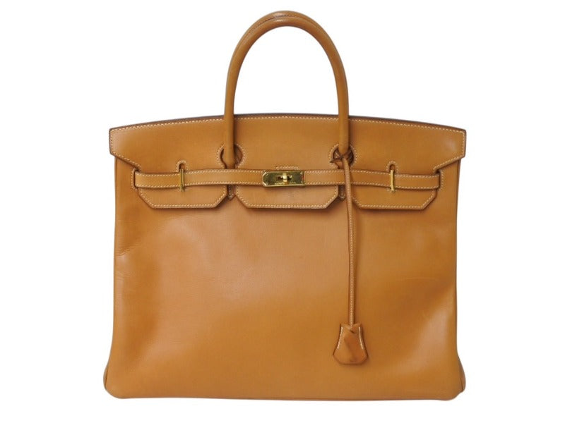 HERMES エルメス バーキン40 ナチュラル ヴァッシュ 40cm ○S刻印 ブロンズ金具 ハンドバッグ 美品 中古 4b003038