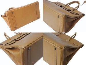 HERMES エルメス バーキン40 ナチュラル ヴァッシュ 40cm ○S刻印 ブロンズ金具 ハンドバッグ 美品 中古 4b003038