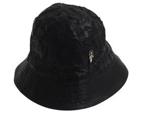 CHROME HEARTS クロムハーツ U-CHUM-LTHR セメタリークロスパッチ レザーバケットハット サイズM ダガー 美品 中古 4b003162