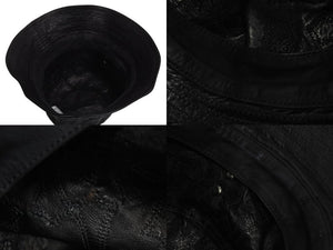 CHROME HEARTS クロムハーツ U-CHUM-LTHR セメタリークロスパッチ レザーバケットハット サイズM ダガー 美品 中古 4b003162