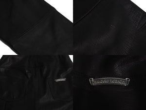 極美品 CHROME HEARTS クロムハーツ OVERALL レザーオーバーオール サイズS クロスボール ダガージップ ブラック 中古 4b003164 