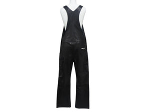 極美品 CHROME HEARTS クロムハーツ OVERALL レザーオーバーオール サイズS クロスボール ダガージップ ブラック 中古 4b003164 