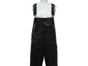 極美品 CHROME HEARTS クロムハーツ OVERALL レザーオーバーオール サイズS クロスボール ダガージップ ブラック 中古 4b003164 