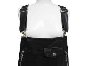 極美品 CHROME HEARTS クロムハーツ OVERALL レザーオーバーオール サイズS クロスボール ダガージップ ブラック 中古 4b003164 