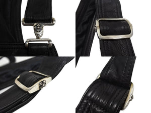 極美品 CHROME HEARTS クロムハーツ OVERALL レザーオーバーオール サイズS クロスボール ダガージップ ブラック 中古 4b003164 