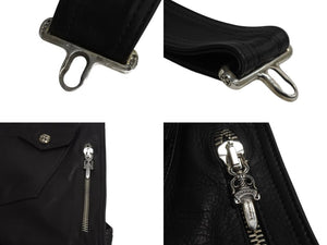極美品 CHROME HEARTS クロムハーツ OVERALL レザーオーバーオール サイズS クロスボール ダガージップ ブラック 中古 4b003164 