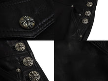 画像をギャラリービューアに読み込む, 極美品 CHROME HEARTS クロムハーツ OVERALL レザーオーバーオール サイズS クロスボール ダガージップ ブラック 中古 4b003164 