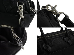 極美品 CHROME HEARTS クロムハーツ MOCHITA ハンドバッグ ショルダーバッグ 2WAY フレアニー ダガージップ レザー シルバー925 中古 4b003165