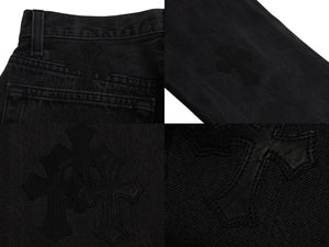CHROME HEARTS クロムハーツ セメタリークロスパッチ デニムパンツ サイズ26 Levi's リーバイス レディース ブラック 20パッチ 美品 中古 4b003166 