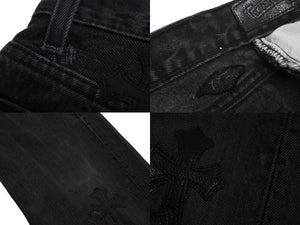 CHROME HEARTS クロムハーツ セメタリークロスパッチ デニムパンツ サイズ26 Levi's リーバイス レディース ブラック 20パッチ 美品 中古 4b003166 