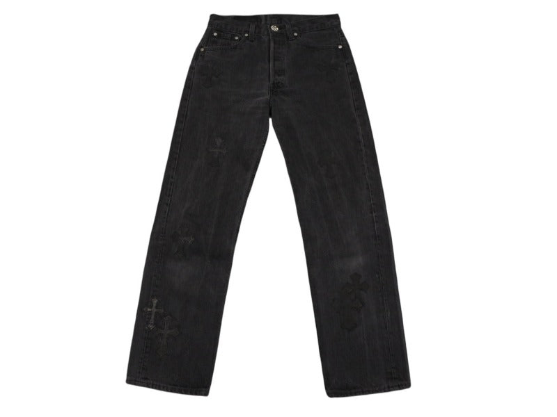 CHROME HEARTS クロムハーツ セメタリークロスパッチ デニムパンツ サイズ26 Levi's リーバイス レディース ブラック 20パッチ 美品 中古 4b003166 
