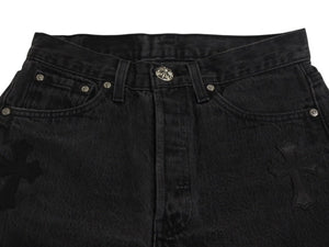 CHROME HEARTS クロムハーツ セメタリークロスパッチ デニムパンツ サイズ26 Levi's リーバイス レディース ブラック 20パッチ 美品 中古 4b003166 