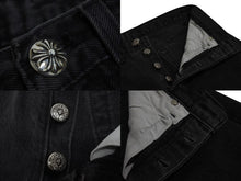 画像をギャラリービューアに読み込む, CHROME HEARTS クロムハーツ セメタリークロスパッチ デニムパンツ サイズ26 Levi&#39;s リーバイス レディース ブラック 20パッチ 美品 中古 4b003166 