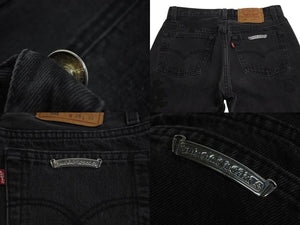 CHROME HEARTS クロムハーツ セメタリークロスパッチ デニムパンツ サイズ26 Levi's リーバイス レディース ブラック 20パッチ 美品 中古 4b003166 
