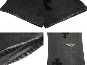 CHROME HEARTS クロムハーツ セメタリークロスパッチ デニムパンツ サイズ27 Levi's リーバイス グレー 20パッチ 美品 中古 4b003167