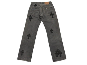 CHROME HEARTS クロムハーツ セメタリークロスパッチ デニムパンツ サイズ27 Levi's リーバイス グレー 20パッチ 美品 中古 4b003167