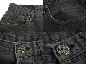 CHROME HEARTS クロムハーツ セメタリークロスパッチ デニムパンツ サイズ27 Levi's リーバイス グレー 20パッチ 美品 中古 4b003167