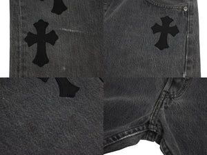 CHROME HEARTS クロムハーツ セメタリークロスパッチ デニムパンツ サイズ27 Levi's リーバイス グレー 20パッチ 美品 中古 4b003167