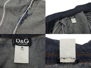 DOLCE&GABBANA ドルチェアンドガッバーナ 2004AW レーシング レザー デニム ジャケット ブルー アウター サイズ34/48 美品 中古 4b003169