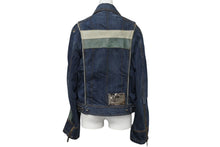 Load image into Gallery viewer, DOLCE&amp;GABBANA ドルチェアンドガッバーナ 2004AW レーシング レザー デニム ジャケット ブルー アウター サイズ34/48 美品 中古 4b003169