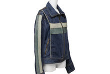 Load image into Gallery viewer, DOLCE&amp;GABBANA ドルチェアンドガッバーナ 2004AW レーシング レザー デニム ジャケット ブルー アウター サイズ34/48 美品 中古 4b003169