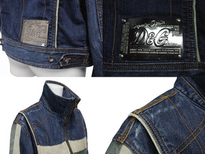 DOLCE&GABBANA ドルチェアンドガッバーナ 2004AW レーシング レザー デニム ジャケット ブルー アウター サイズ34/48 美品 中古 4b003169