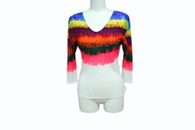 Load image into Gallery viewer, ISSEY MIYAKE PLEATS PLEASE イッセイミヤケ プリーツプリーズ フリル柄 長袖 プリーツブラウス PP31-FK341 マルチカラー サイズ3 美品 中古 4b003172