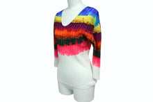 Load image into Gallery viewer, ISSEY MIYAKE PLEATS PLEASE イッセイミヤケ プリーツプリーズ フリル柄 長袖 プリーツブラウス PP31-FK341 マルチカラー サイズ3 美品 中古 4b003172