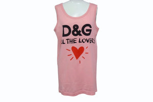 極美品 DOLCE&GABBANA ドルチェアンドガッバーナ タンクトップ F8H47T サイズ36 ALL THE LOVERS プリント ピンク 中古 4b003173