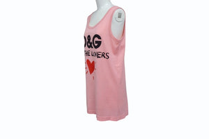 極美品 DOLCE&GABBANA ドルチェアンドガッバーナ タンクトップ F8H47T サイズ36 ALL THE LOVERS プリント ピンク 中古 4b003173