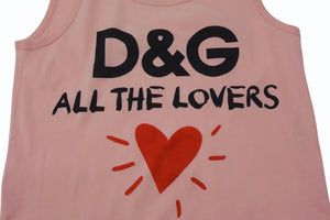 極美品 DOLCE&GABBANA ドルチェアンドガッバーナ タンクトップ F8H47T サイズ36 ALL THE LOVERS プリント ピンク 中古 4b003173