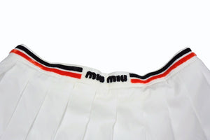 MIU MIU ミュウミュウ ポプリンスカート MG1808 11KY サイズ40 プリーツホワイト レッドブラック 22FW 美品 中古 4b003177 