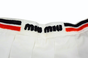 MIU MIU ミュウミュウ ポプリンスカート MG1808 11KY サイズ40 プリーツホワイト レッドブラック 22FW 美品 中古 4b003177 