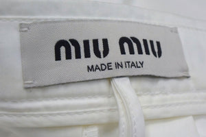 MIU MIU ミュウミュウ ポプリンスカート MG1808 11KY サイズ40 プリーツホワイト レッドブラック 22FW 美品 中古 4b003177 