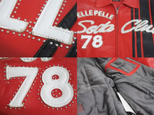 Load image into Gallery viewer, pellepelle ペレペレ SODA CLUB ソーダクラブ レザージャケット サイズ42 パッチ スタッズ ラインストーン レッド ブラック 美品 中古 4b003184
