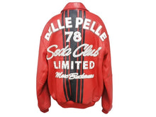 Load image into Gallery viewer, pellepelle ペレペレ SODA CLUB ソーダクラブ レザージャケット サイズ42 パッチ スタッズ ラインストーン レッド ブラック 美品 中古 4b003184