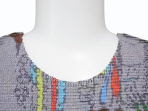 極美品 me ISSEY MIYAKE ミーイッセイミヤケ タンクトップ ノースリーブカットソー MI03FR362 ポリエステル グレー 総柄 中古 4b003189