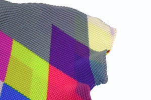 me ISSEY MIYAKE ミー イッセイミヤケ アーガイル柄 プリーツ ハイネック ワッフルブラウス MI71FK245 マルチカラー 良品 中古 4b003192