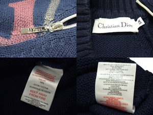 CHRISTIAN DIOR クリスチャンディオール 1947 ニット ブランドロゴ ネイビー ピンク ブルー ベージュ サイズ5A 美品 中古 4b003195