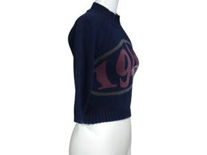 CHRISTIAN DIOR クリスチャンディオール 1947 ニット ブランドロゴ ネイビー ピンク ブルー ベージュ サイズ5A 美品 中古 4b003195