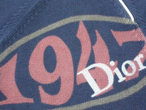 CHRISTIAN DIOR クリスチャンディオール 1947 ニット ブランドロゴ ネイビー ピンク ブルー ベージュ サイズ5A 美品 中古 4b003195