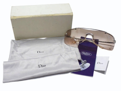 極美品 Christian Dior クリスチャンディオール DIOR AIR/F シールド サングラス AURFL サイズ115 リムレス ライトブラウン 中古 4b003203